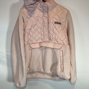 Columbia Fleece 1/4 Zip‎ Hoodie Jacket Women's Size Small Light Pink